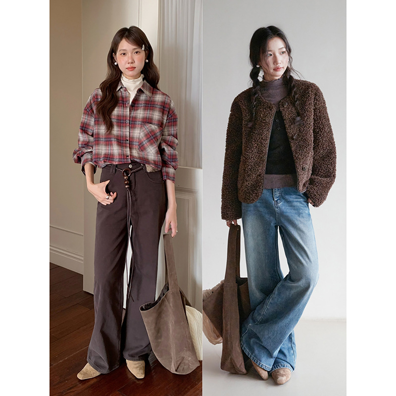 【 Denim Simple】 Ge Ming Korean Commuter straight-leg jeans for Women 2025 Autumn New Style Long Pants N732C Application Scenario