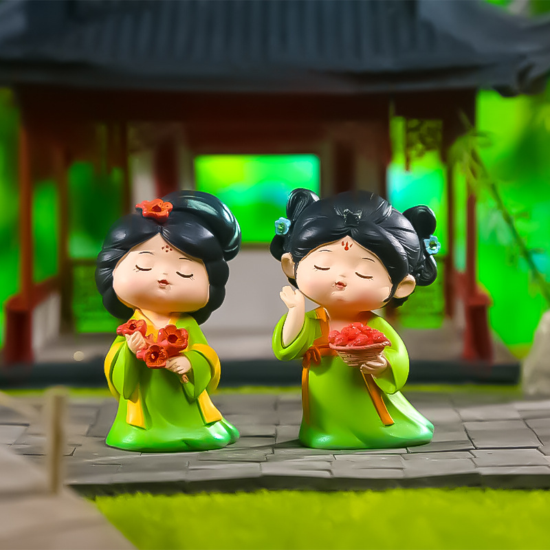 Tang Palace Night Banquet, national trend ancient style, Tang Dynasty Ever-Bright City, cute doll ornaments, home and office desk small ornaments Application Scenario