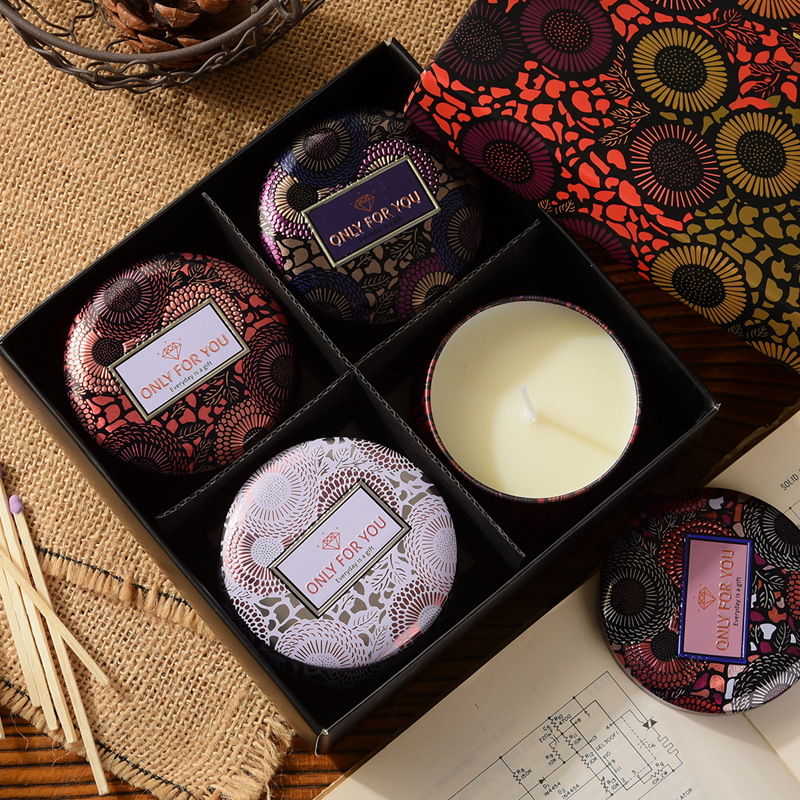 Cross-border soybean wax scented candle gift box, plant essential oil smokeless scented candle set available for e-commerce in stock Specification image
