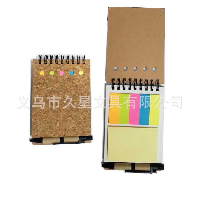 Creative cork cover sticky notes with a fixed logo and practical color stripe sticky notes are promotional gifts for our company's corporate advertising details Picture