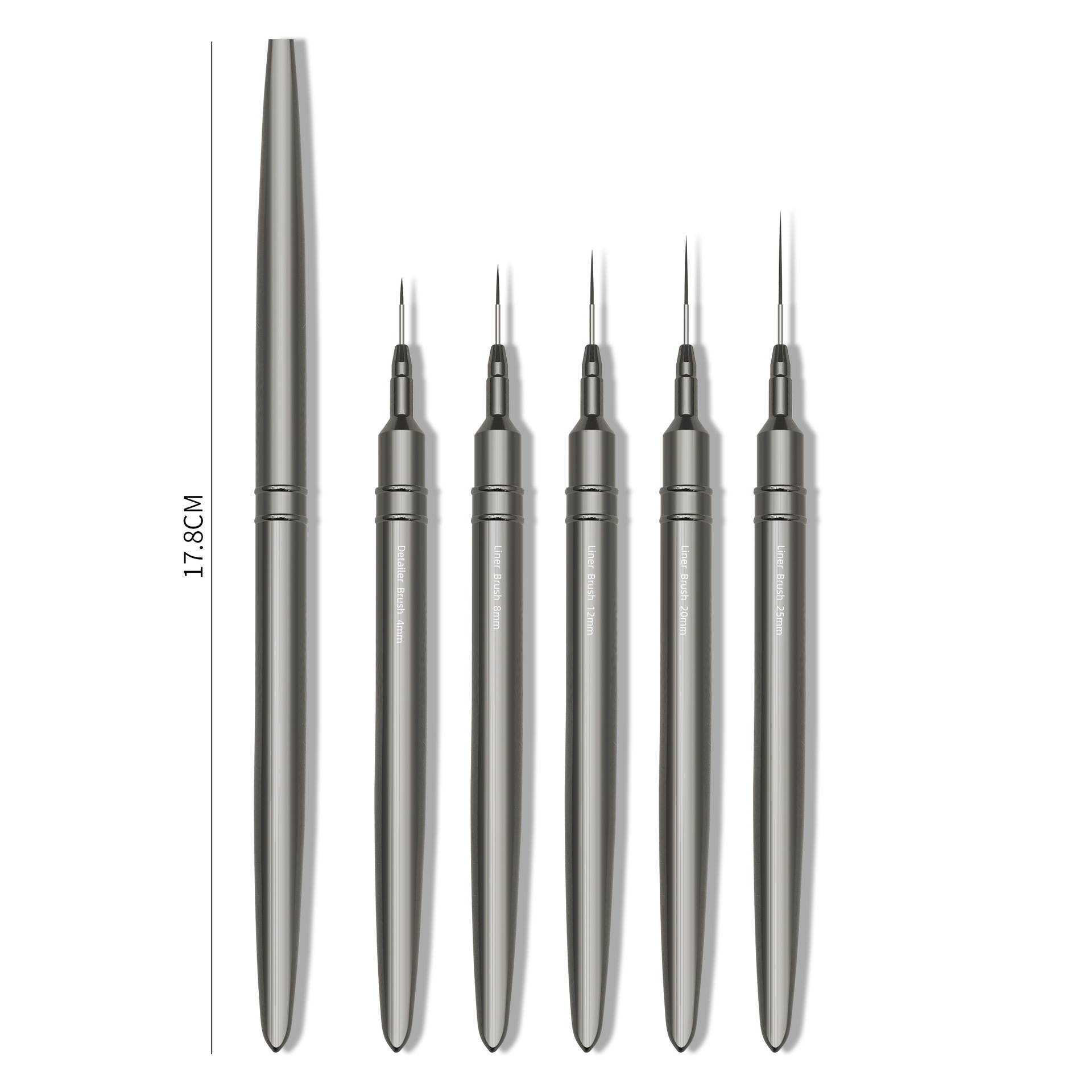 shanilak Cross-border bestsellers: 5 gun packs, black needle tube nail art drawstring pens, metal rod nail art color painting pens, and outlining pens Item Picture