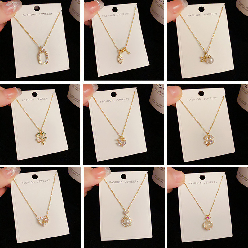 金色项链 夏季时尚小清新微镶锆石百搭锁骨链网红个性轻奢颈链女