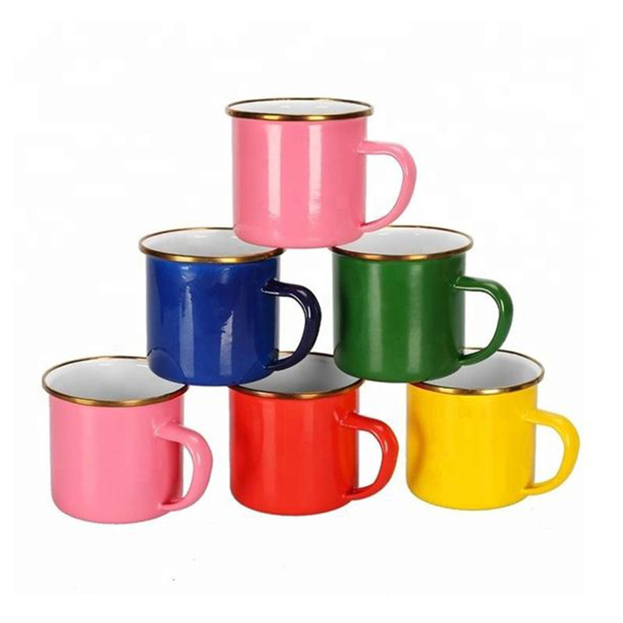 Customized thickened home-style simple metal coffee cups, enamel mugs and enamel cups for export processing Item Picture
