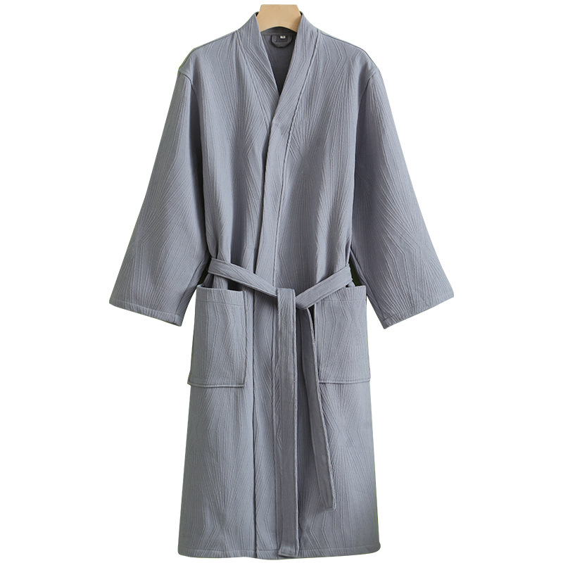 Pure cotton bathrobes for spring and summer, thin double-layer gauze bathrobes for men and women, pajamas, water-absorbing and quick-drying, new hotel style Item Picture