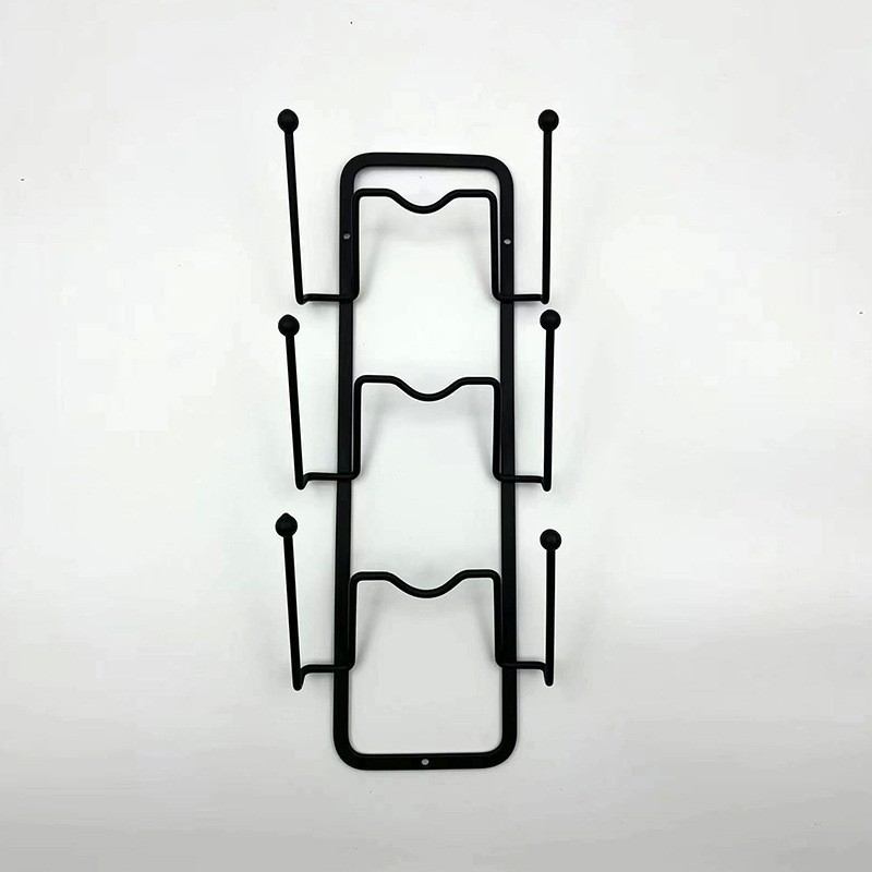 厨房无痕收纳置物架三层扁铁锅盖架壁挂式