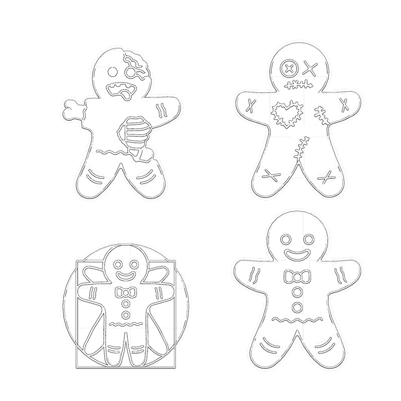 New Amazon plastic gingerbread man stamp mold, white embossing tool, diy cartoon Christmas stamp mold Item Picture