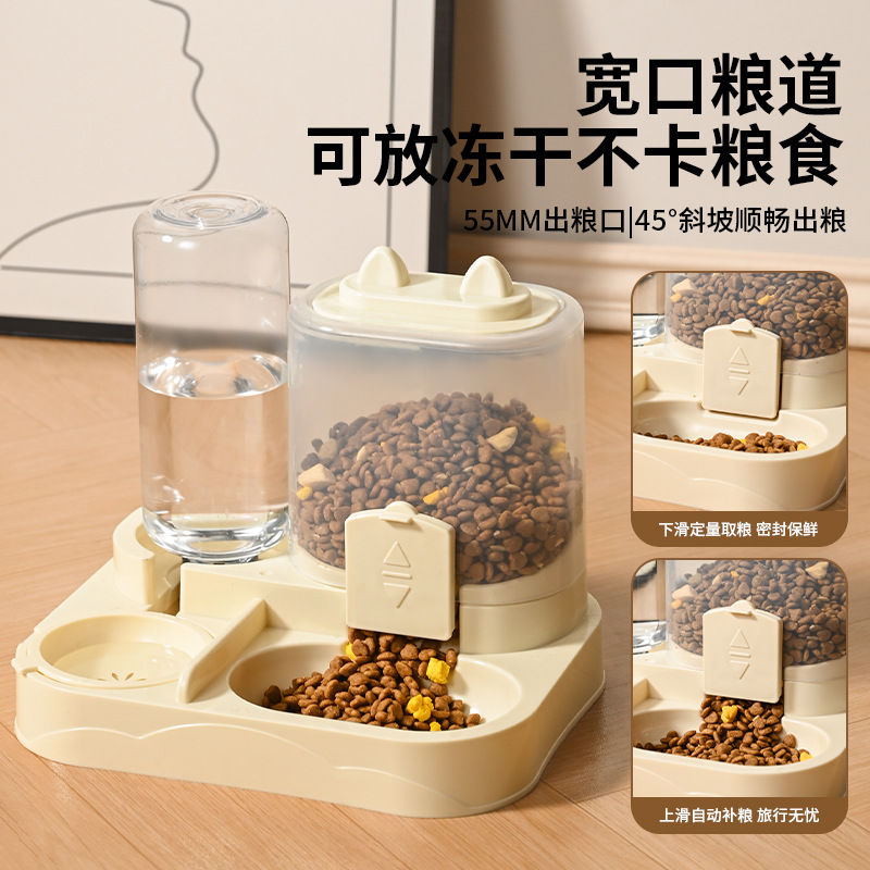 Cat double-bowl automatic pet bowl feeder, cat water dispenser, cat basin, cat and dog bowl, pet supplies source factory Application Scenario