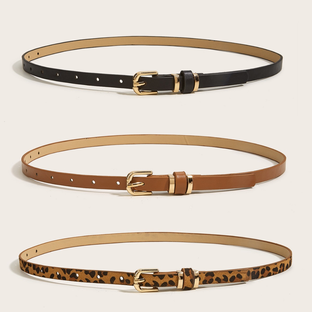 Retro fine belt, ladies' versatile needle buckle small belt, simple decoration, summer leopard print belt, in stock, needle cross-border belt details Picture