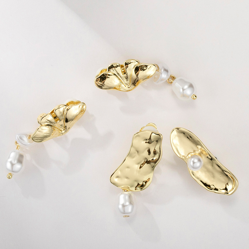 肯杰 欧美珍珠耳夹女法式高级感无耳洞耳夹欧美ins风复古金色耳夹