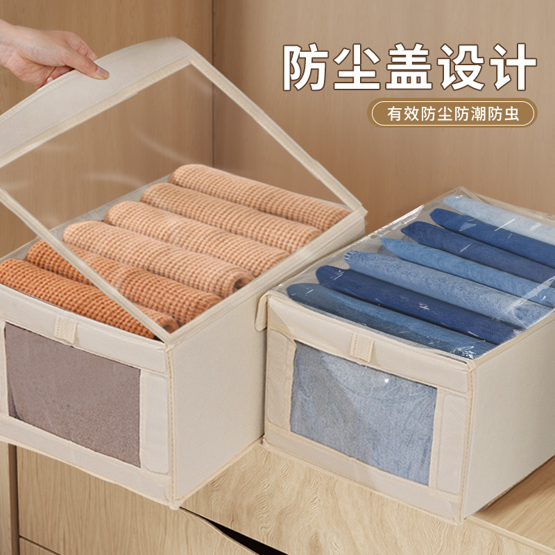 Non-Woven Fabric Window Visible Clothing Covered Storage Box, Household Toys And Clothes Bedroom Storage Box, Large Organizing Box
