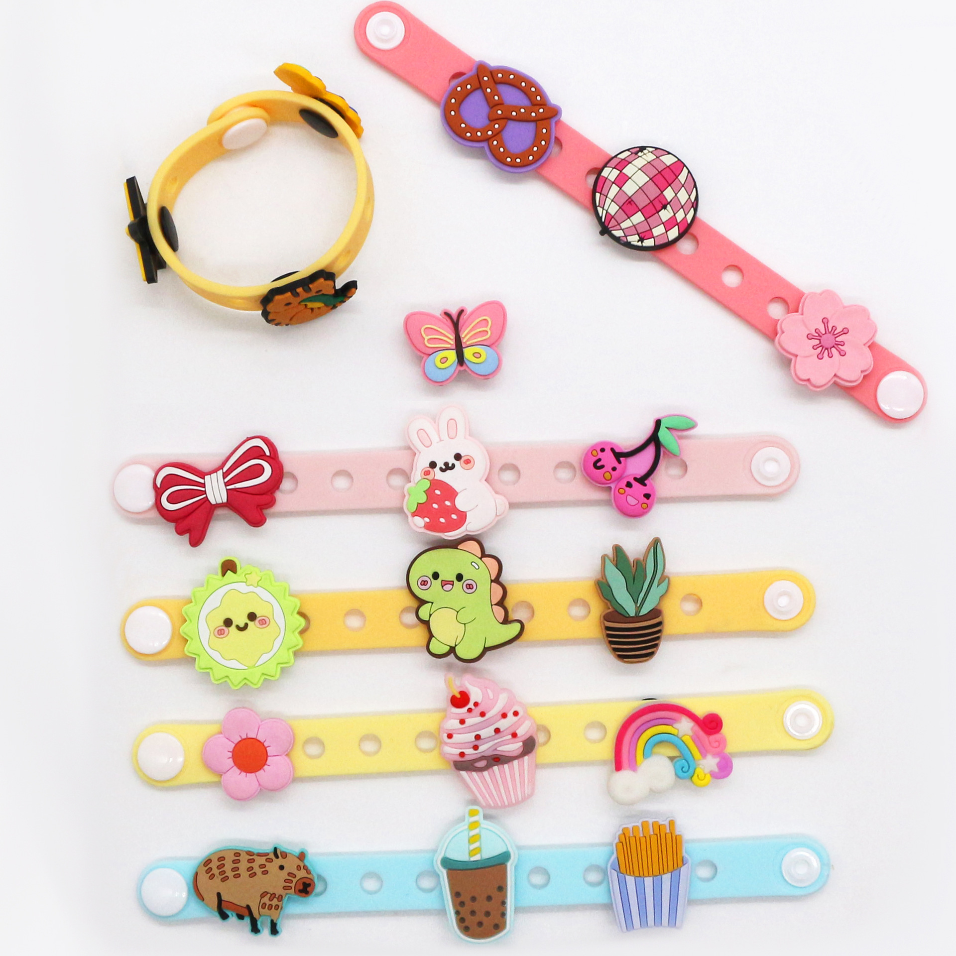 Cross-border best-selling silicone sports wristbands, flower-style crocs, flower-style wristbands for children, factory direct sales details Picture
