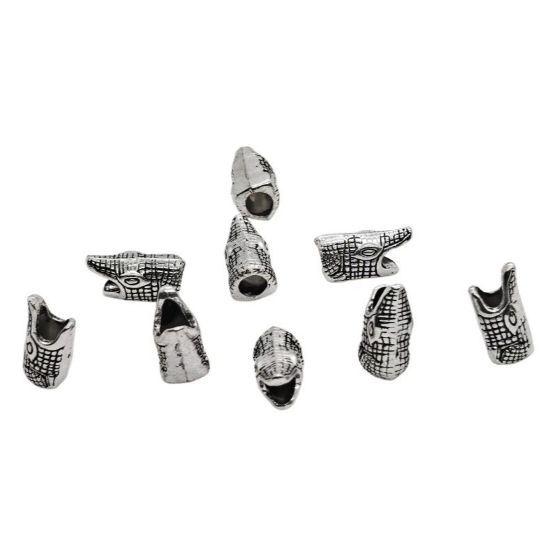 Retro alloy animal head large-hole bead crocodile-shaped DIY beading accessory leather rope bracelet bead separator Specification image