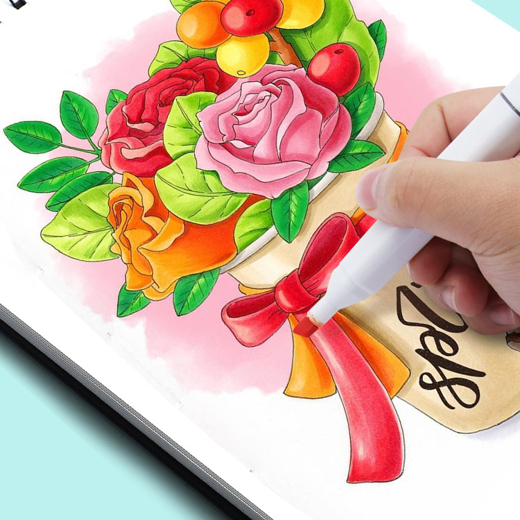 Yalong Cross-border 2023 New Student Art Supplies 48 Color Art Marks, Color double-pointed marks for children Item Picture