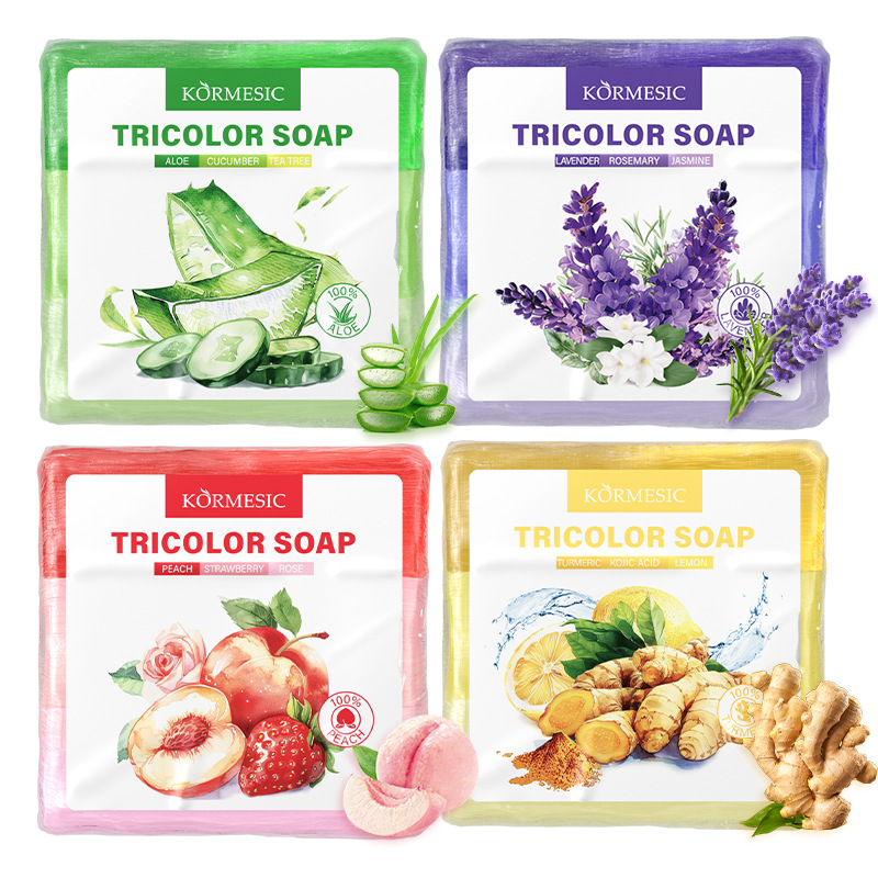 KORMESIC Cleansing Herbal Three-Color soap Deep Pore Cleansing and Oil Control Handmade Soap perfumed soap Application Scenario