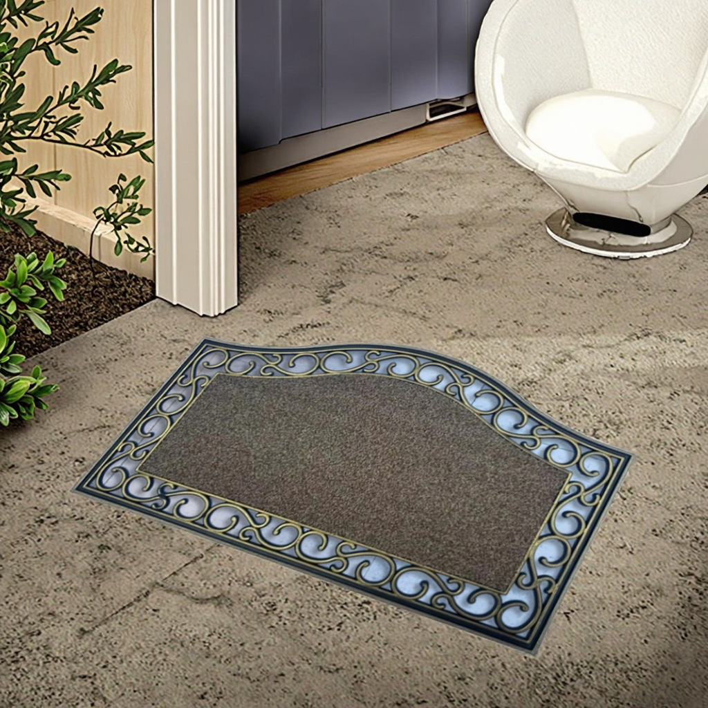 黑色橡塑防滑垫铝膜注塑垫外贸热销欧式迎宾垫机压垫门口刮泥垫