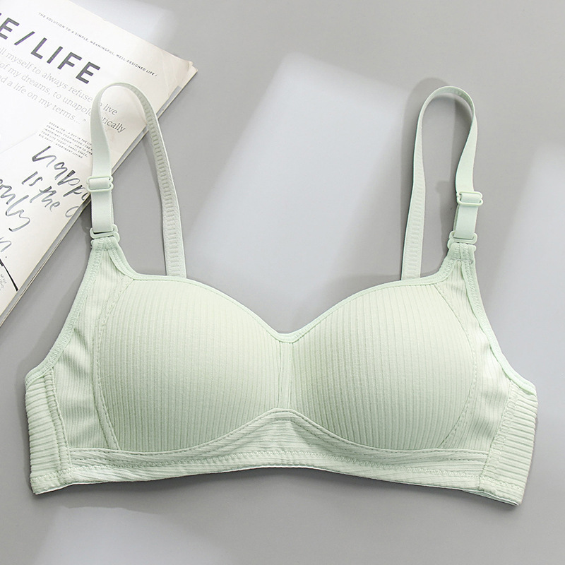 侧收防下垂内衣女无钢圈大学生高中少女文胸小胸聚拢纯棉胸罩bra