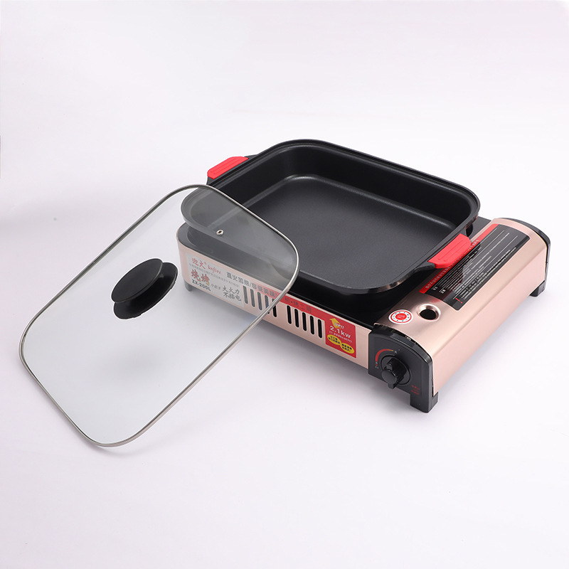 Multi-functional, multi-purpose grilling and baking oven, dual-purpose oven, deep plate cassette stove, gas outdoor portable stove, easy to clean, wholesale Specification image