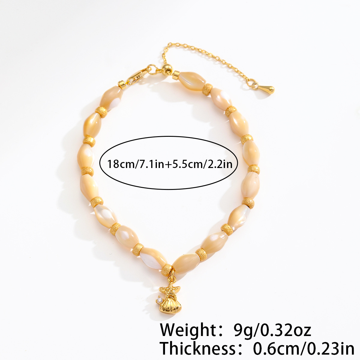 Nasha Cross-border Exclusive white Pearl simple and elegant bracelet for women, unique, niche and high-end shell stone gilt bracelet Specification image