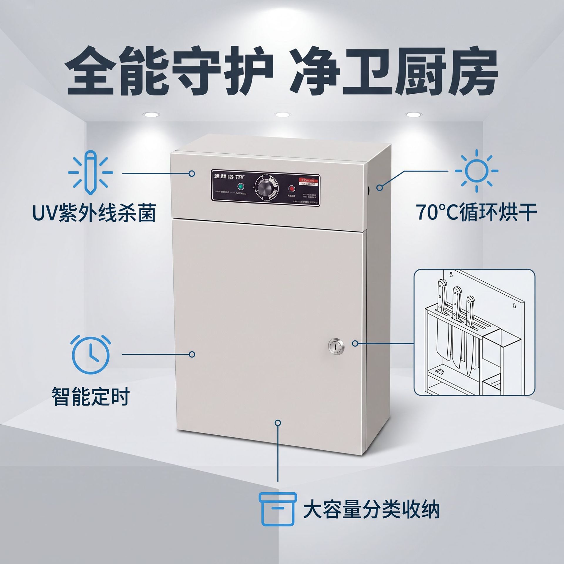 Wholesale of commercial knife disinfection cabinets, restaurant kitchen knife disinfection boxes, and sterilization equipment for kitchen knives in the catering industry Application Scenario