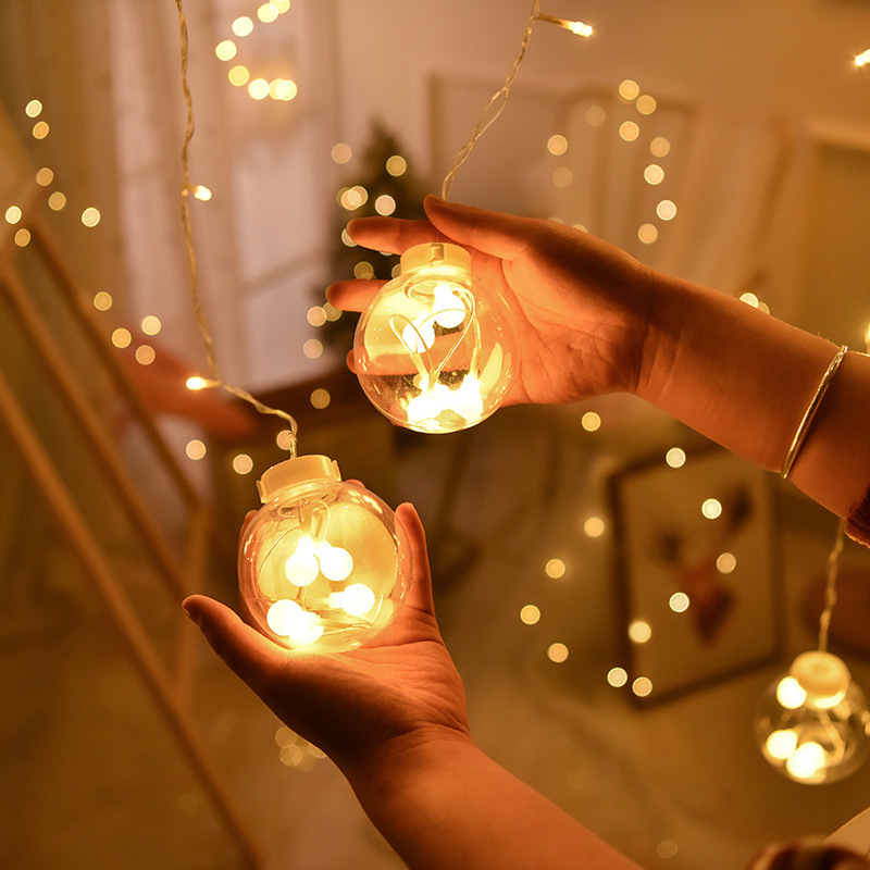 LED color lights, string lights, wishing balls, romantic and girlish bedroom room decoration, round ball bubble ball lights Specification image