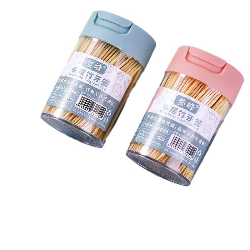 Household high-end toothpick box, portable bamboo disposable double-headed toothpick stick, commercial toothpick cylinder, food-grade Item Picture