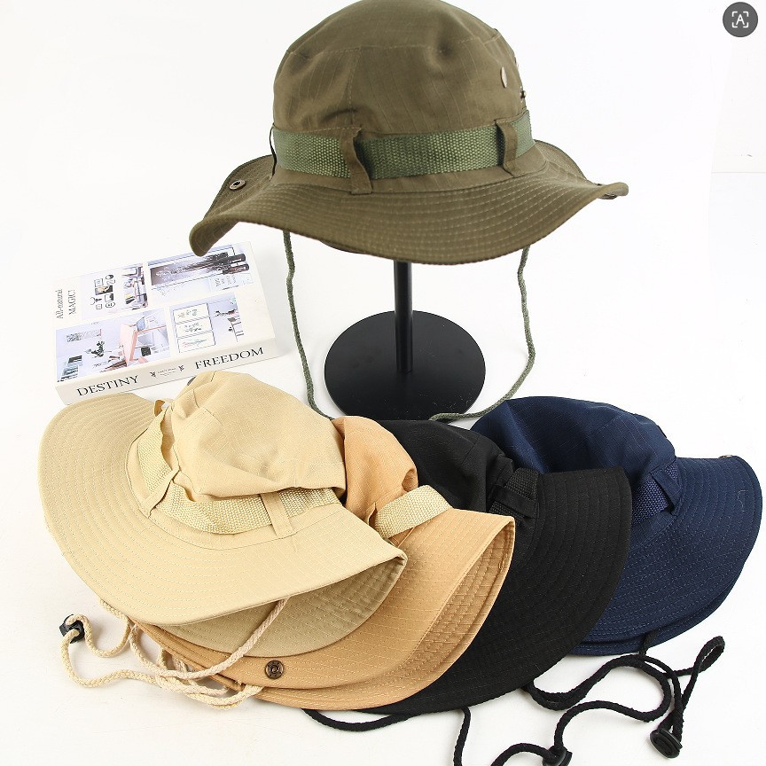 Japanese-style wide-brimmed fisherman hats, travel and camping, western cowboy hats, women's outdoor mountain climbing and fishing hats, men's sun protection and sun protection hats full figure