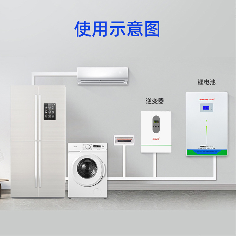 Household energy storage wall-mounted with cable 51.2V200Ah battery, solar lithium iron phosphate battery, household energy storage Specification image