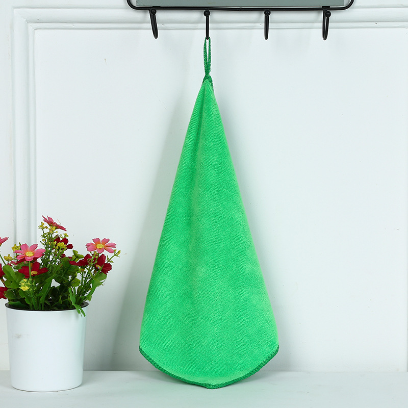 工厂批发纤维30*30挂钩小毛巾家政保洁擦玻璃擦车吸水速干方巾细节图