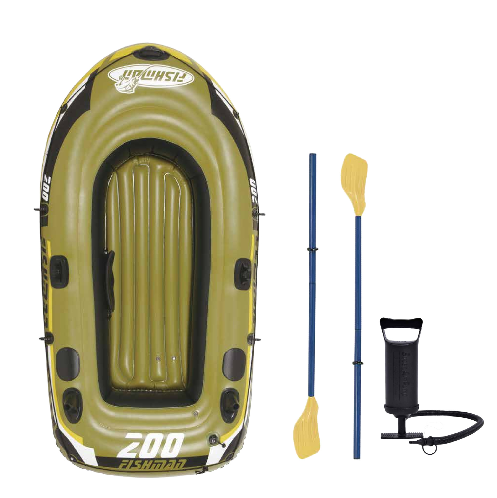 JILONG 钓鱼船套装 充气船 水上划船加厚耐磨救生皮划艇冲锋舟白底实物图