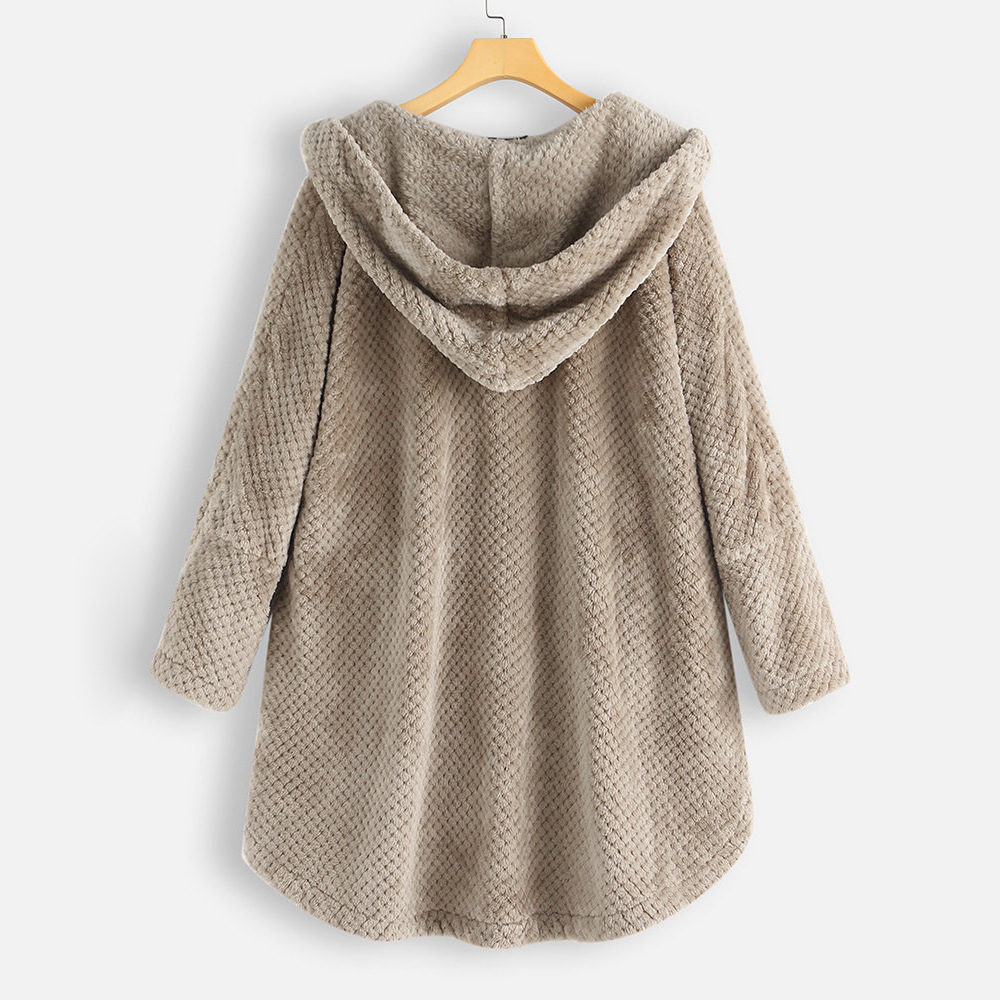 Cross-border Amazon plus-size women's winter hooded double-sided fleece sweatshirt, fashionable mid-length plus-size European and American coat for women Specification drawing