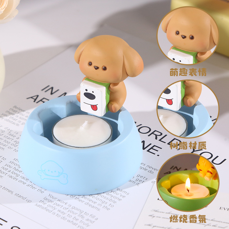Cute fragrance candlestick blind box, cartoon animal design, desktop resin ornaments, trendy gifts, gift blind box Application Scenario