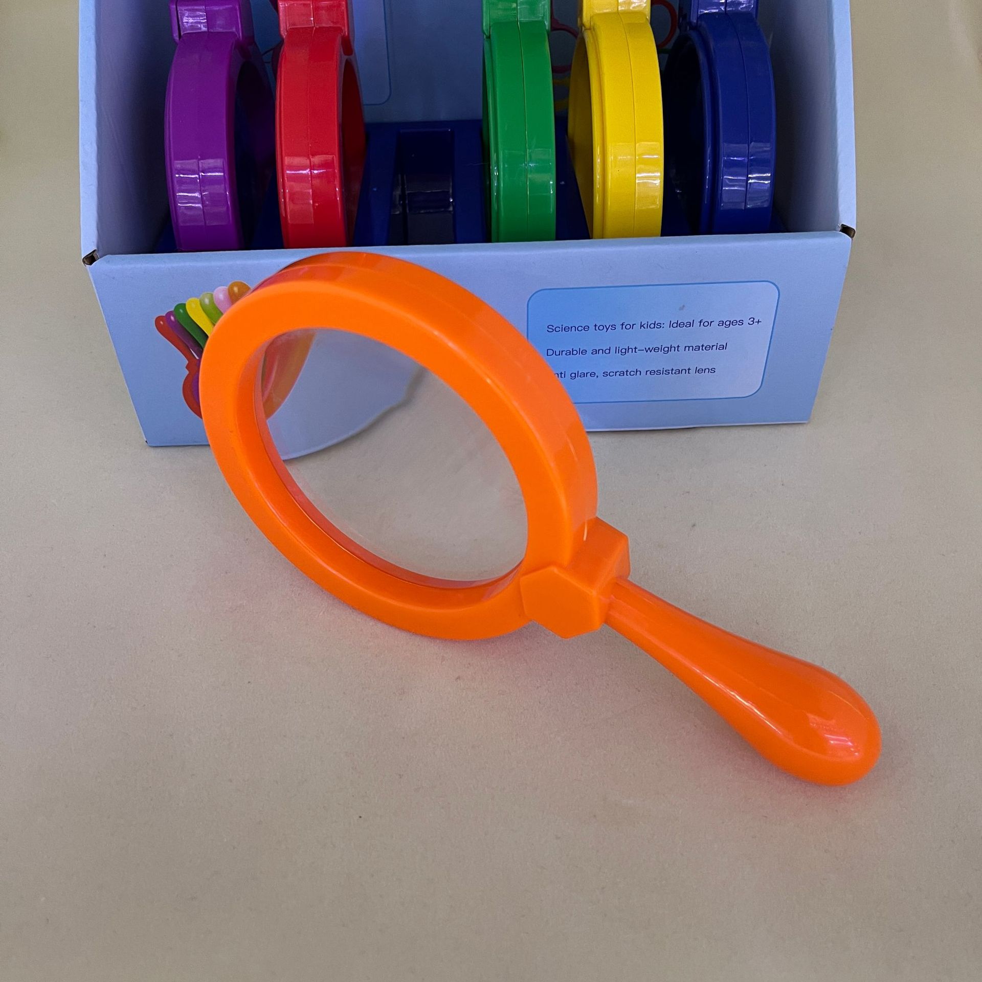 5x 90mm new children's display box set, color plastic stand magnifying glass, student educational gift Specification image