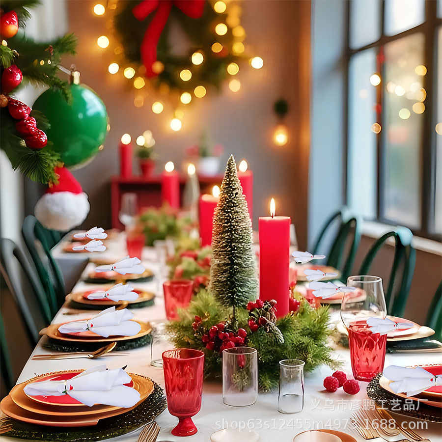 Cross-border Christmas napkin rings, snow doll red hat napkin buttons, holiday party hotel table decoration napkin rings details Picture