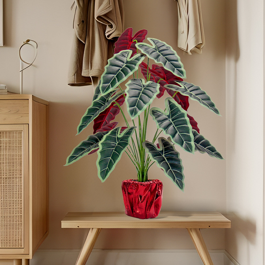 Artificial green plant 18-leaf lucky lily, plastic plant for living room, dining room, table, flowerpot decoration, outdoor garden landscaping Specification image