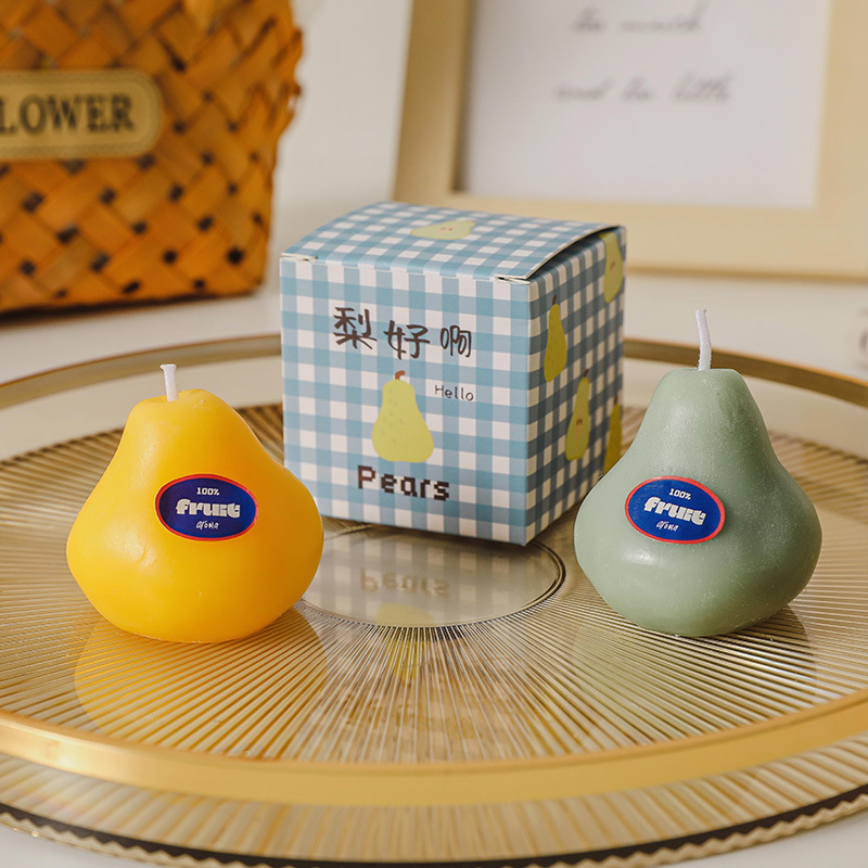 Wholesale of realistic fruit creative pear-shaped candles, handcrafted aromatherapy InS-style souvenir scented candles Specification image