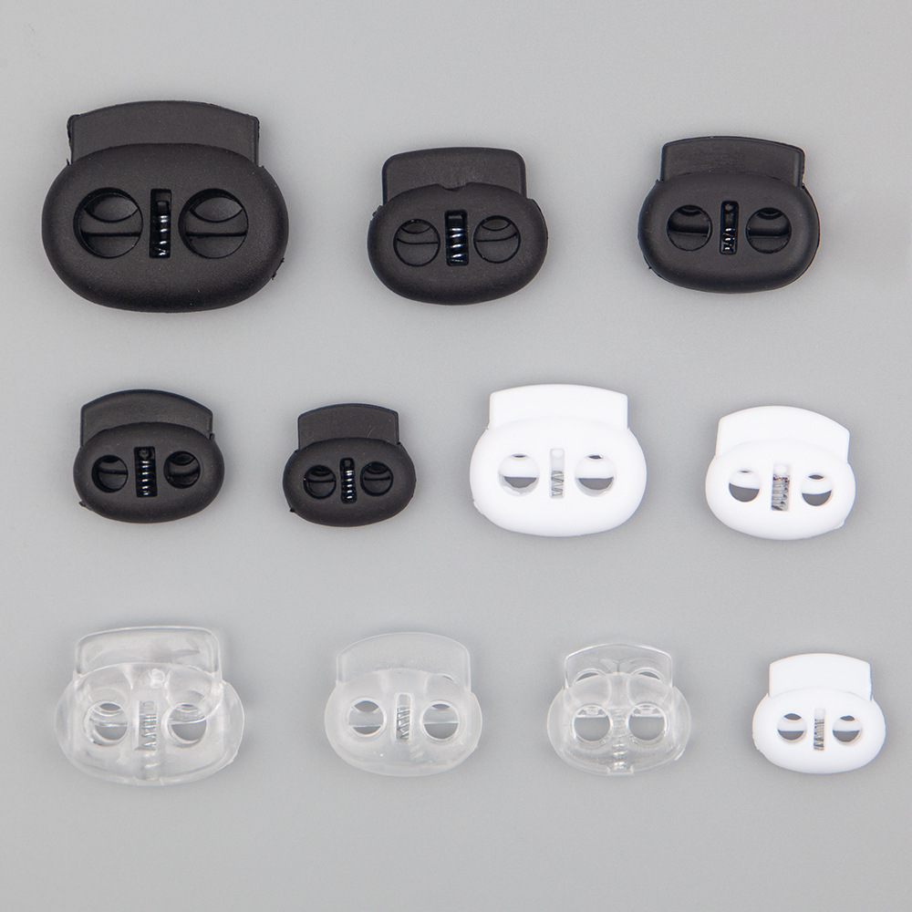 厂家直销猪鼻扣现货小中大号弹簧扣 透明白色黑色双孔椭圆形绳扣产品图