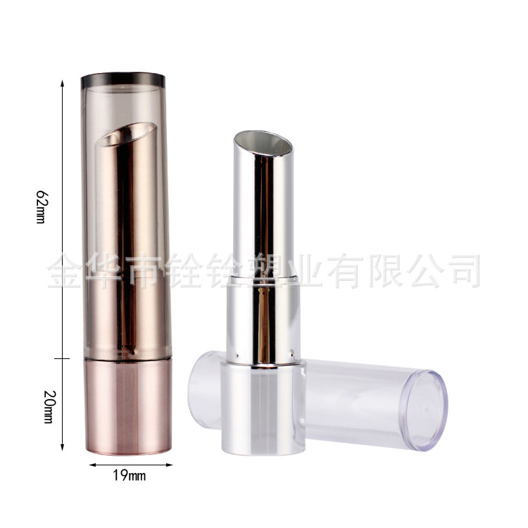 LS602 lipstick empty tube cosmetic packaging material electroplated texture lipstick lip balm tube Cosmetic packaging material bevel rotating lipstick lip balm tube Specification image