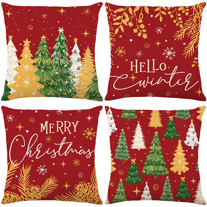 New cross-border pillowcase, Christmas print sofa decorative cushion cover, living room and bedroom pillow cover, holiday gift Item Picture