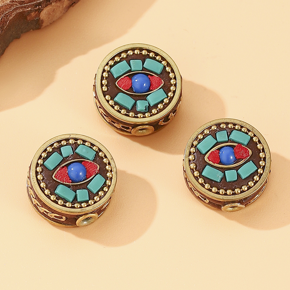 Brass spacer beads, handcrafted Nepalese round cakes, retro wholesale pendants, bracelets, necklaces, clothing, diy accessories details Picture