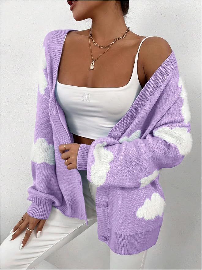 2024 Women's button-down V-neck long-sleeved front cardigan sweater Specification image
