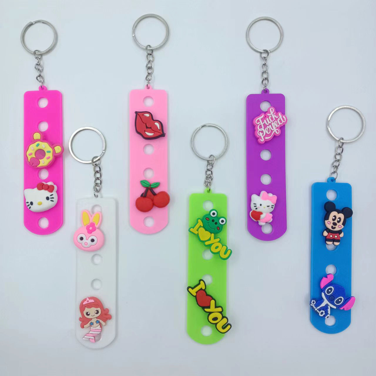 新款diy钥匙扣厂家洞洞钥匙扣卡通挂饰个性PVC钥匙板挂件装饰品配产品图