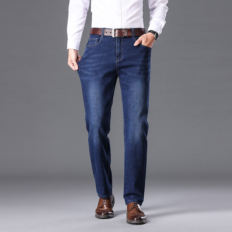 Autumn and winter thickened and fleece business casual loose high-waisted deep-groin jeans, stretch and durable work pants, Dad pants Application Scenario
