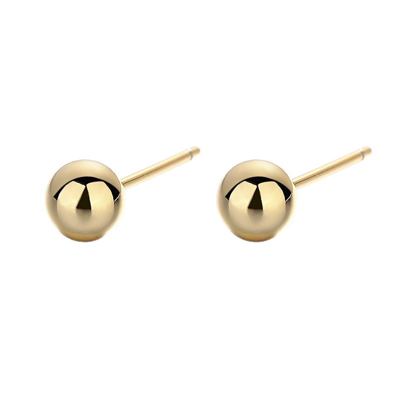 Amazon's best-selling sandgold small round ball smooth ear studs, copper gold-plated ear piercing, golden bean style ear studs and ear sticks Item Picture