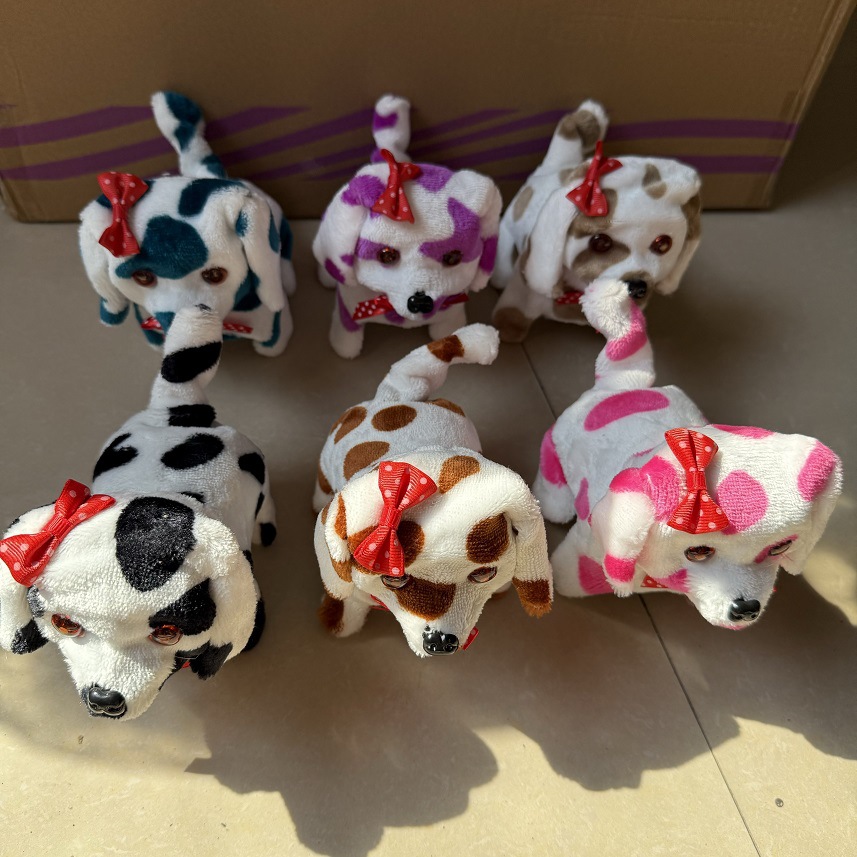 Electric coral spotted dogs, long-haired dogs that bark, nod and wag their tails, spotted dogs, children's electric toy dogs wholesale Specification image