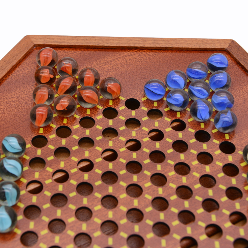 Factory direct sales of large checkers glass balls, wooden tabletop games, card games, competitive and educational toys, drawer type, portable Specification image