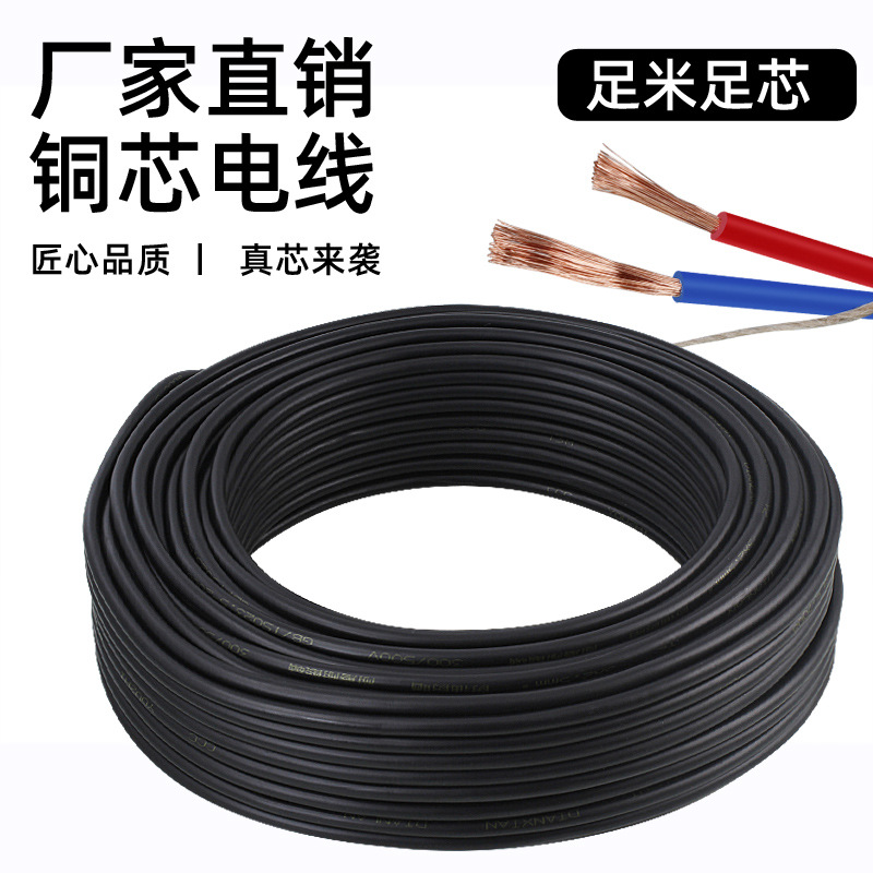 RVV flexible sheathed wire 2-core 1/2.5/4/6 square copper core cable for home decoration project flame-retardant power cord wholesale Item Picture