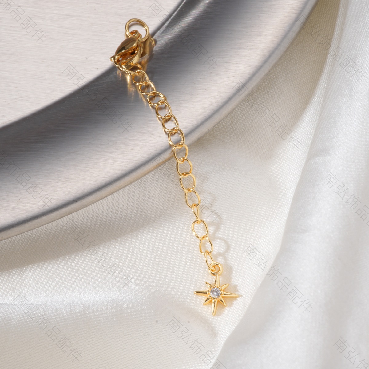 18k color-preserving copper gold-plated pearl necklace, extension chain spring buckle, high-end lobster buckle, DIY handmade jewelry accessory Specification image