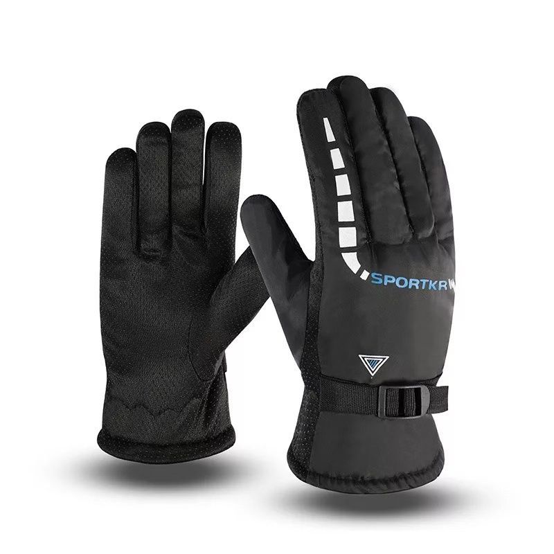 Wholesale winter gloves for men made of triangular cotton, warm for skiing, motorcycles, electric bikes and riding, with fleece and thickened Item Picture