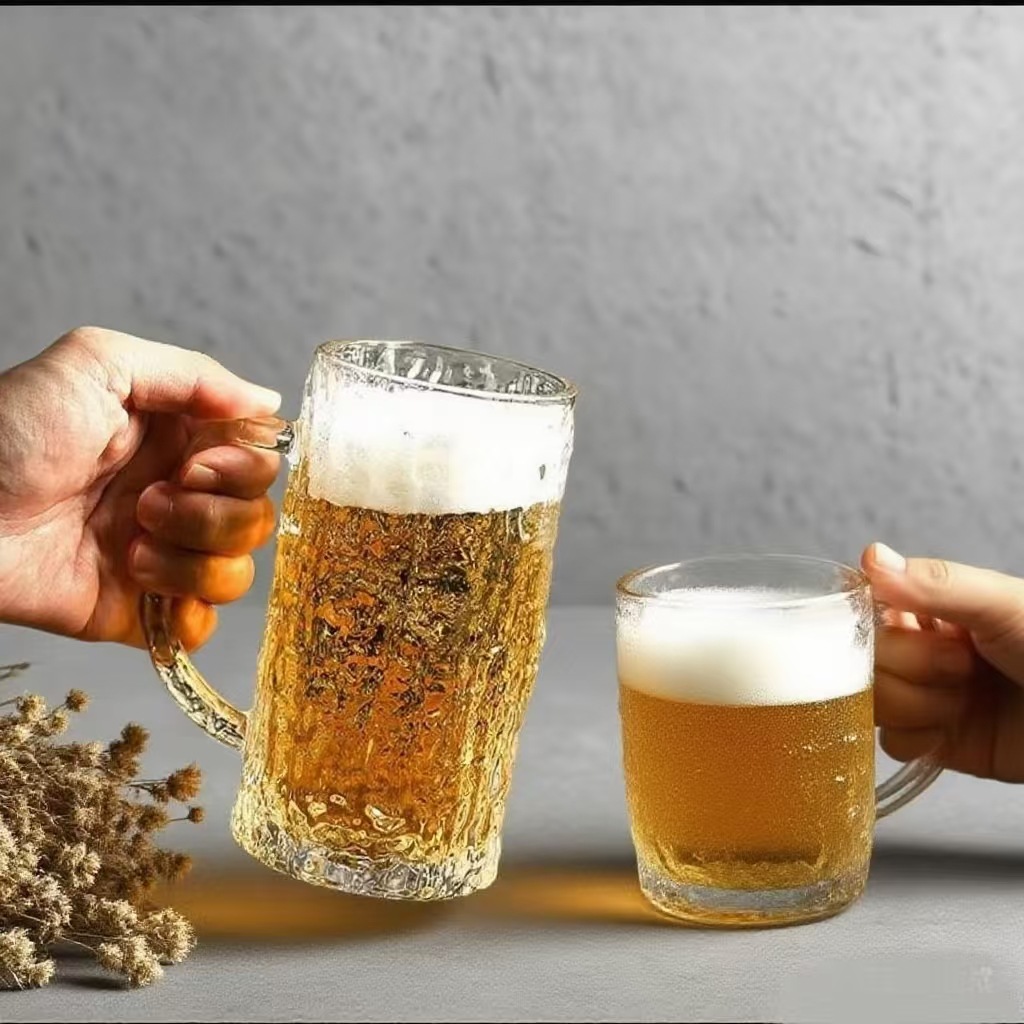 كؤوس البيرة المصنوعة من الجلد الخلاق ذات الحجم الكبير مع زجاجات منزلية بسيطة ذات زجاج كثيف details Picture