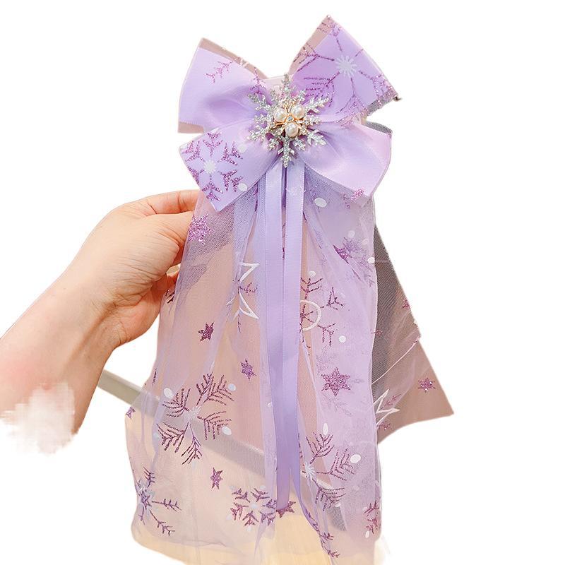 Children's hair accessories, princess super fairy bow hair clips, girls' gauze headscarves, ribbons, girls' hair flowers, pearl ice and snow hair accessories Item Picture